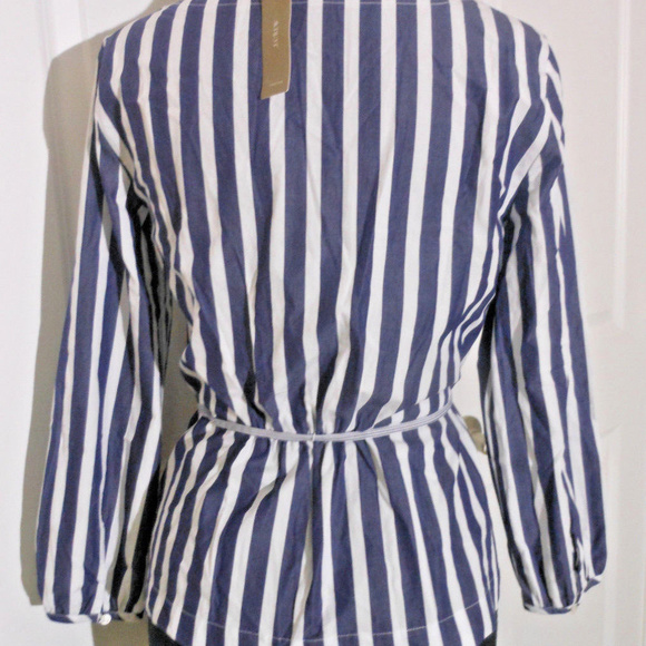 J CREW Striped Faux-Wrap Top 8p-FITS 6P NWT $68 - Picture 5 of 7